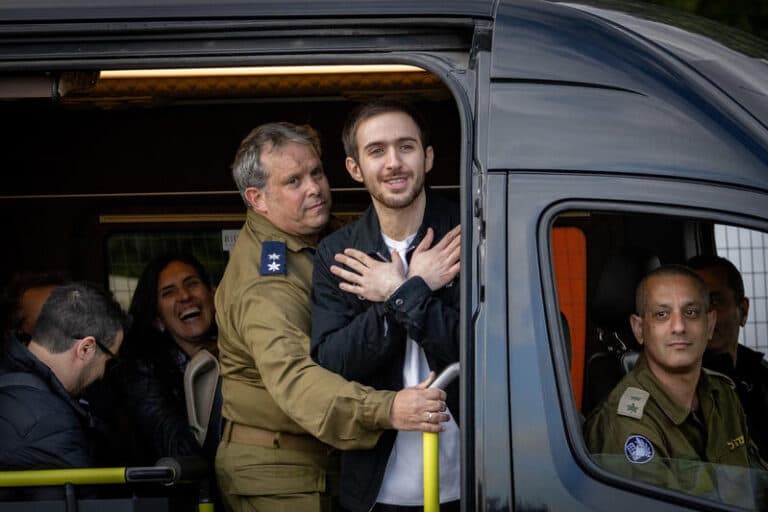 A military helicopter with released hostage Omer Shem Tov arrives at the Rabin Medical Center in Petah Tikva, February 22, 2025.