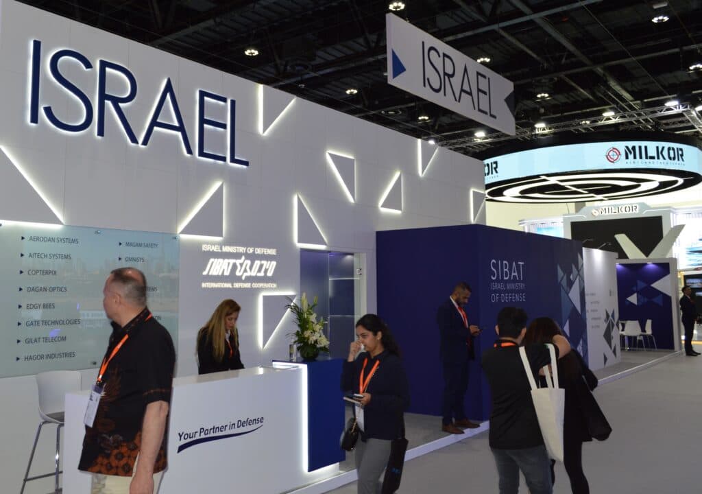 Israel defense exhibition booth at IDEX in Abu Dhabi