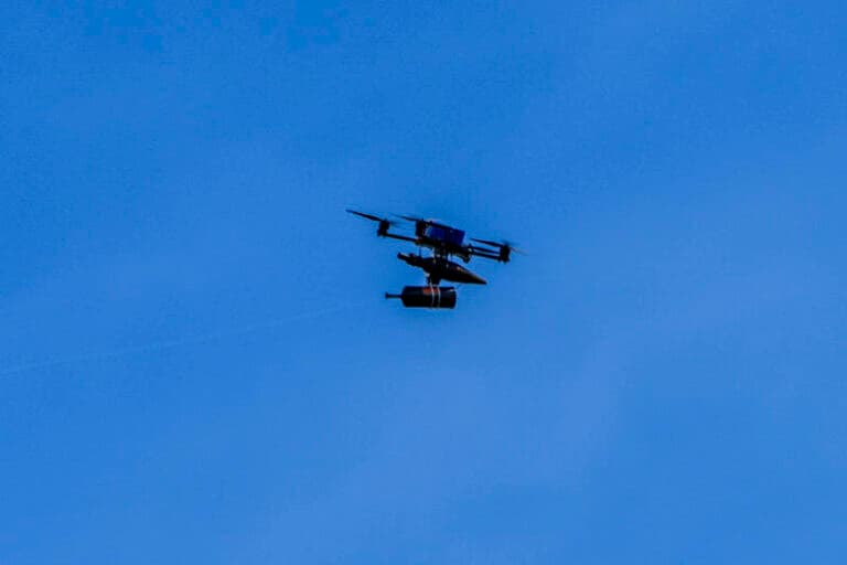 Explosive drone in sky from Lebanon over Israeli border.