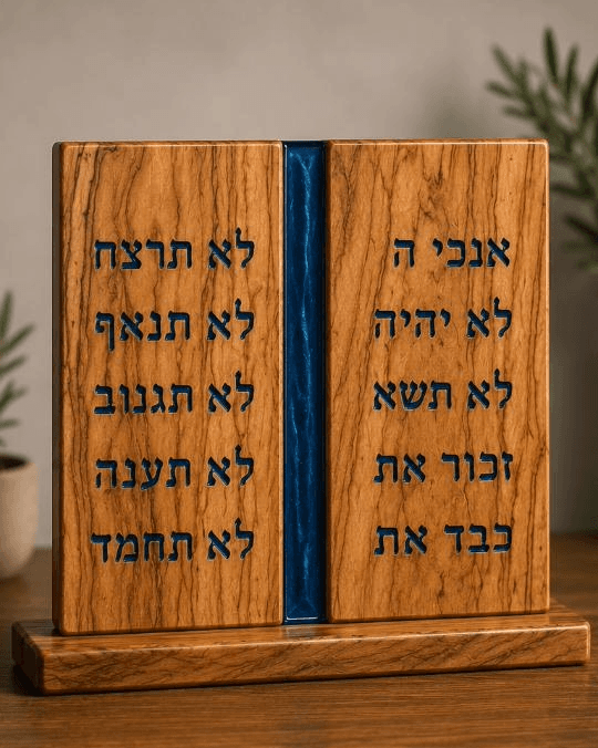 Ten Commandments — Olive Wood Plaque