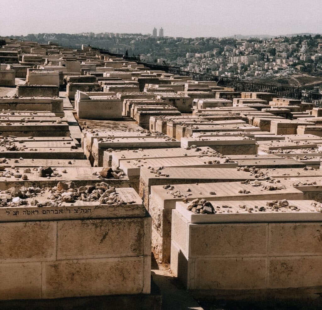 Side view of graves at Mount of Olives, Jerusalem