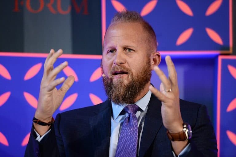 Brad Parscale speaking on stage at Web Summit 2017 in Lisbon.