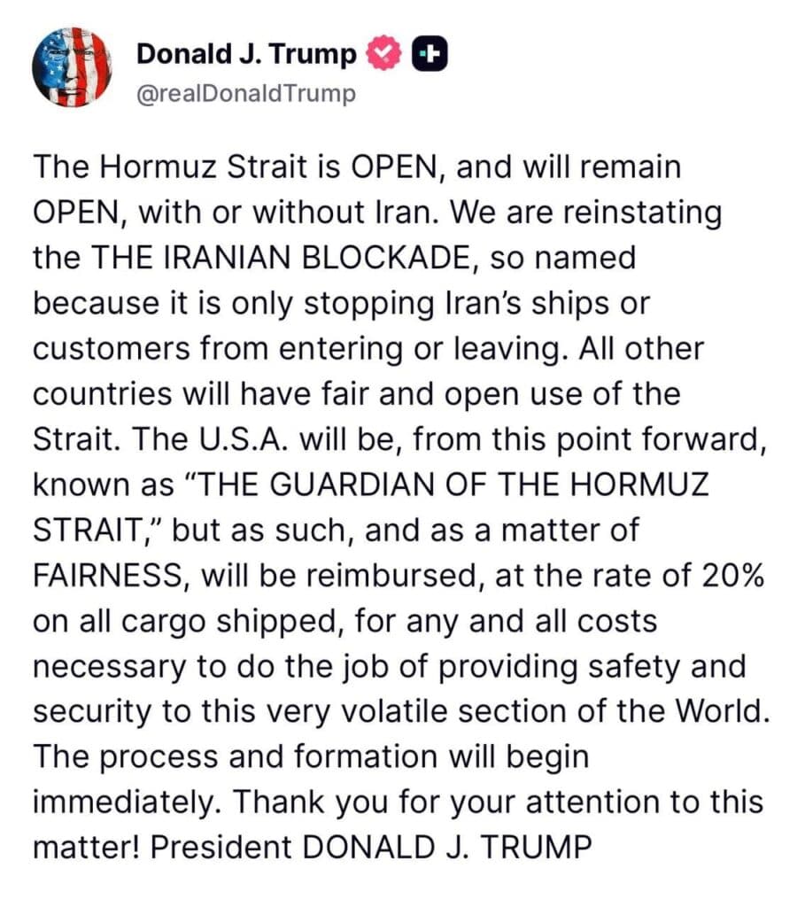 Trump: Strait of Hormuz Will Remain Open