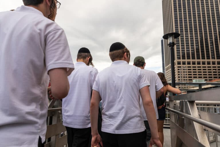 jews walking together, New York City