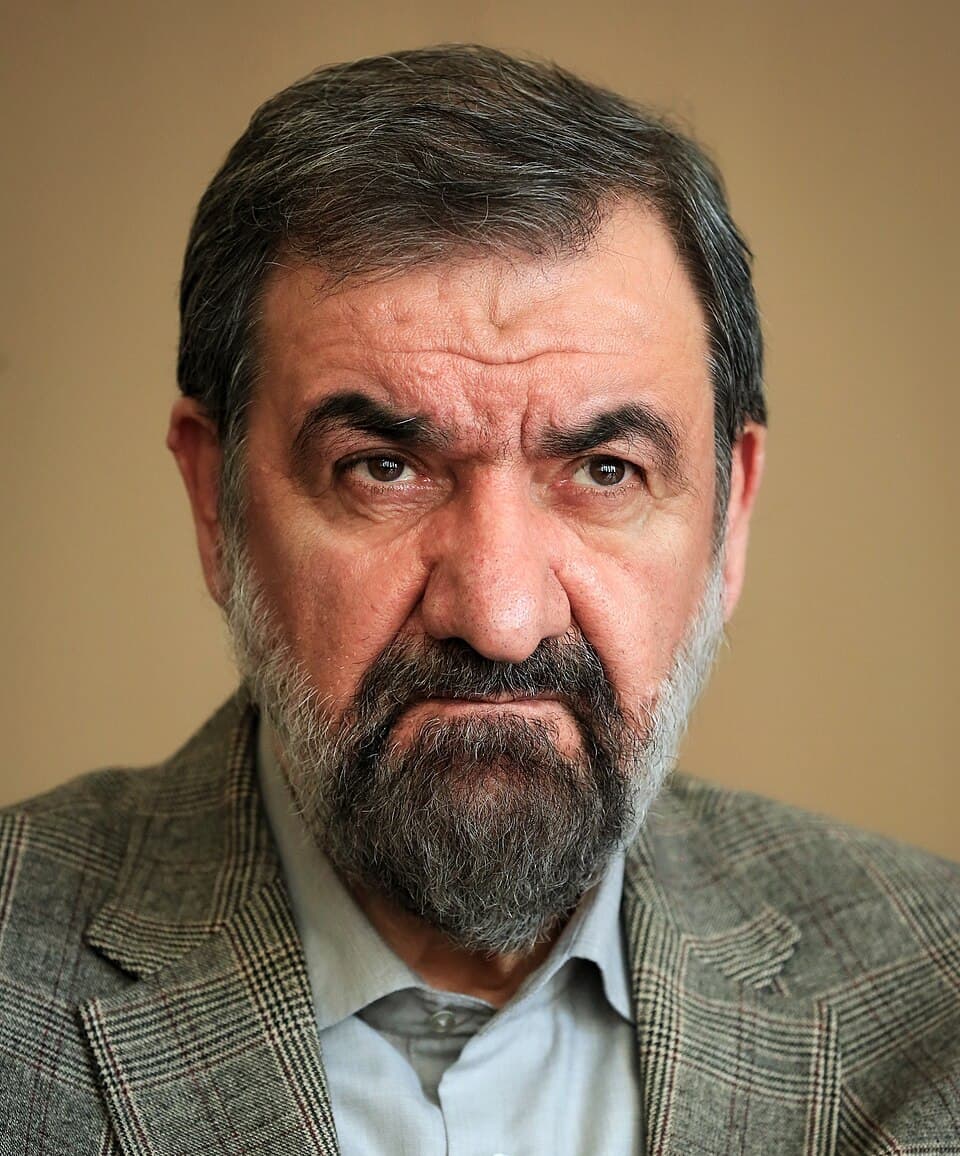 Portrait of Iranian official Mohsen Rezaee.