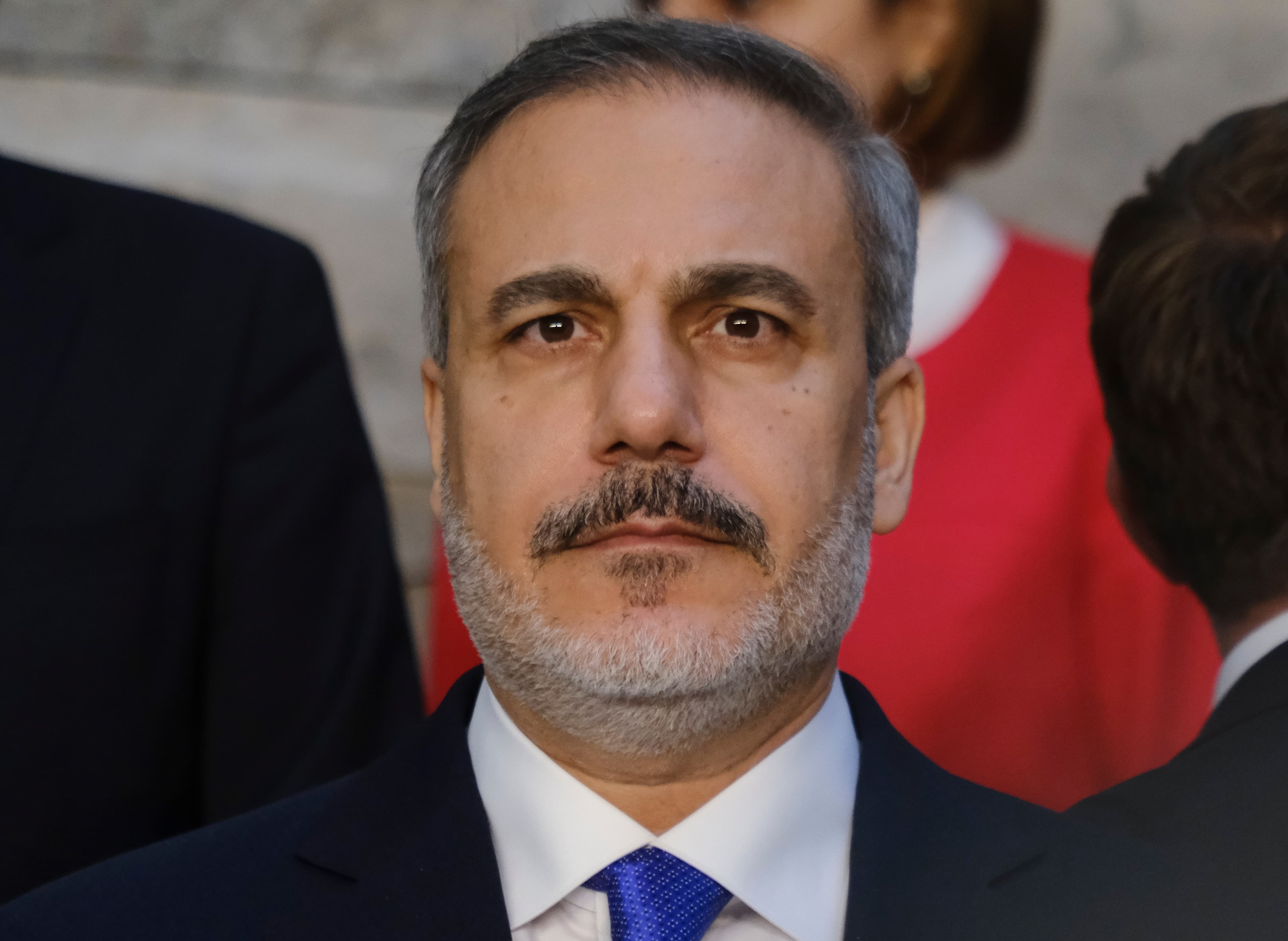 Turkish Foreign Minister Hakan Fidan arrives for a NATO foreign ministers meeting in Brussels.