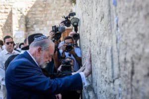 Mike Huckabee prays at the Western Wall, Old City, Jersualem