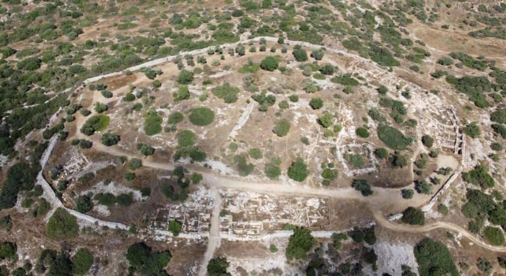 Aerial view of Khirbet Qeiyafa archaeological site